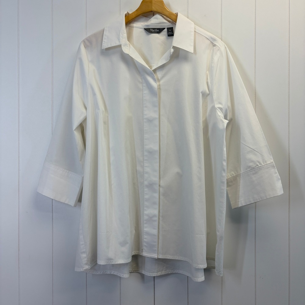 Martha Stewart Quiet Luxury Button Down Shirt Women Size XL Minimalist Coastal